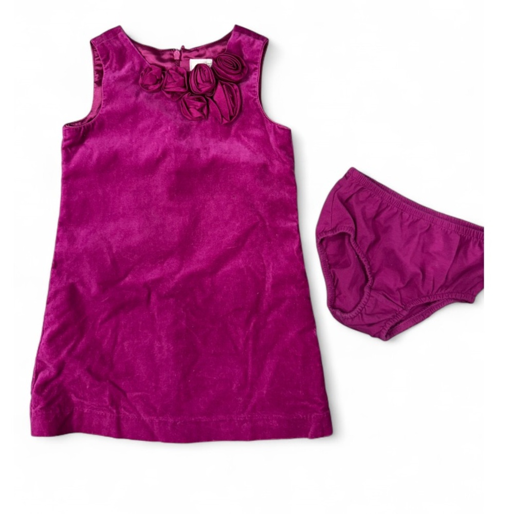 Children’s Place Velvet Purple Sleeveless Dress with Matching Bloomers